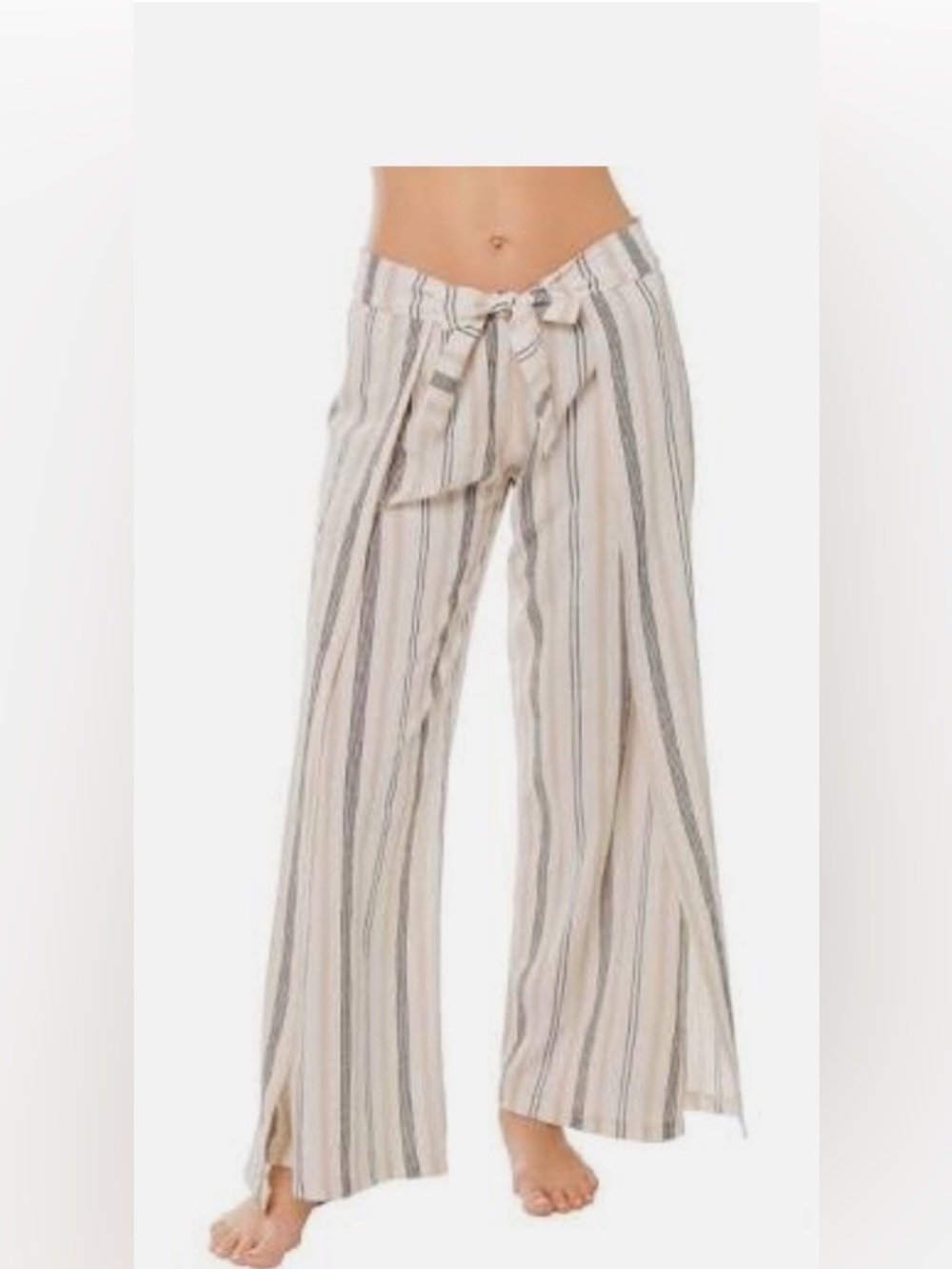Becca Striped Wide-Leg Tie-Waist Pants Pants Size Small